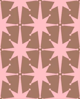Mid Century Atomic Stars Mocha Brown and Pink tapet