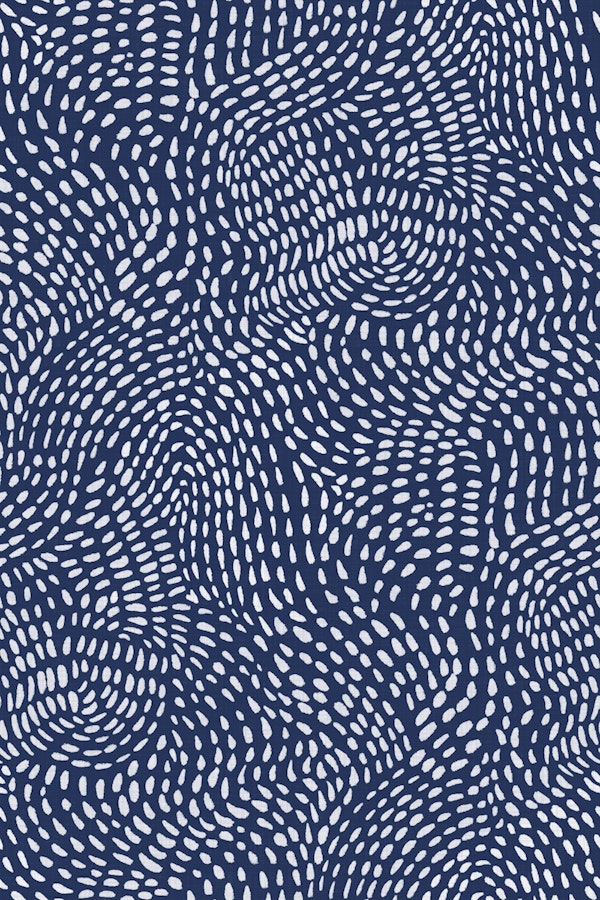 Nautical Navy Blue Dashed Lines - Wavy Sea