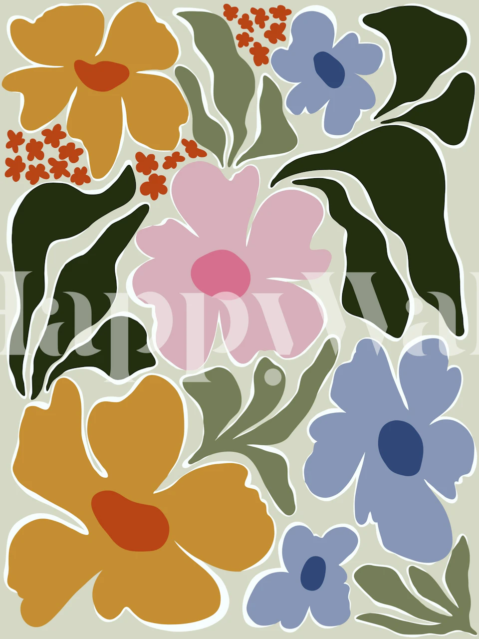 Retro floral wallpaper in a cozy room