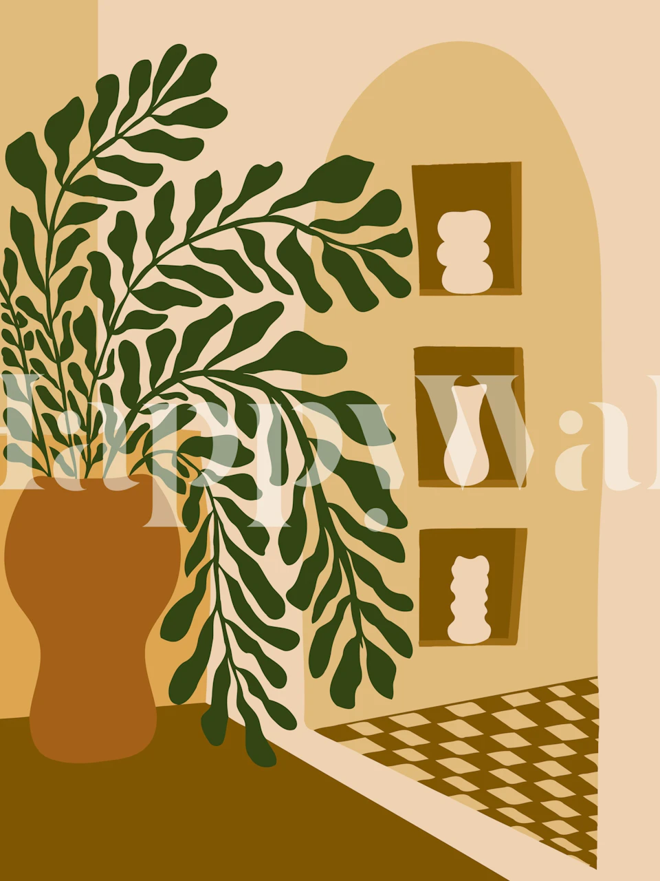 Abstract still life wallpaper in a beige room