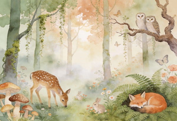 Woodland Friends Misty Morning