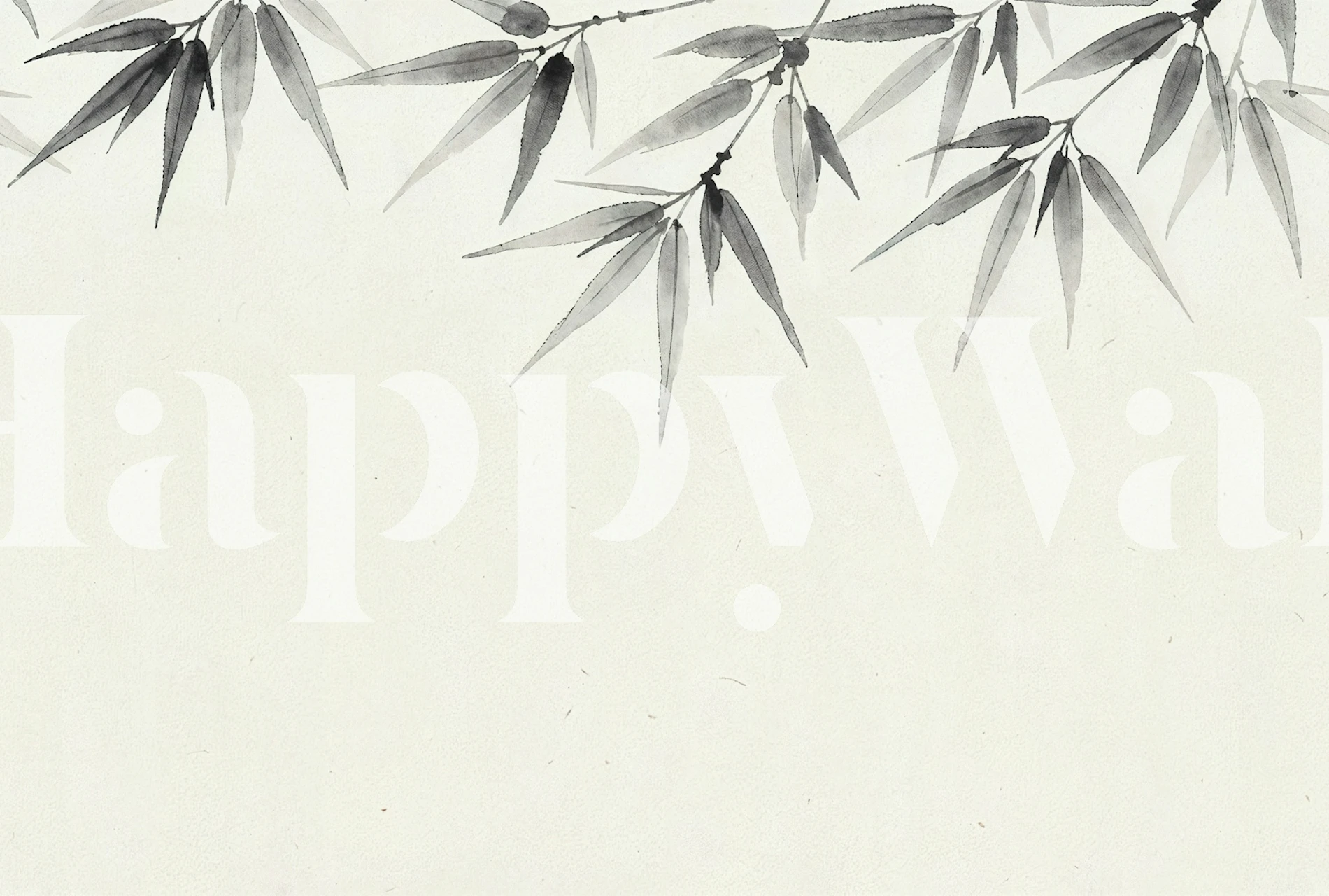 Minimal bamboo leaves ink wash wallpaper in room