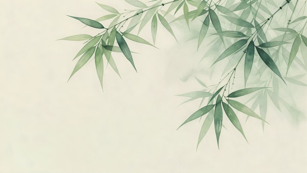 Bamboo Leaves on Cream