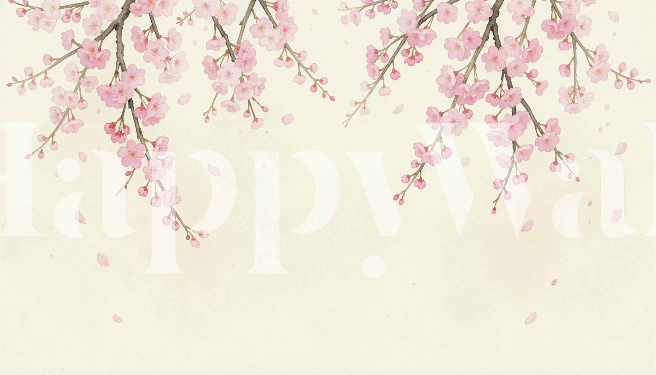 Pastel cherry blossom wallpaper in a room