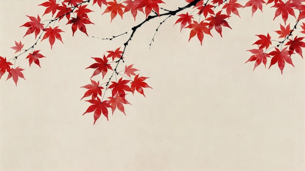 Crimson Maple Leaves on Ivory