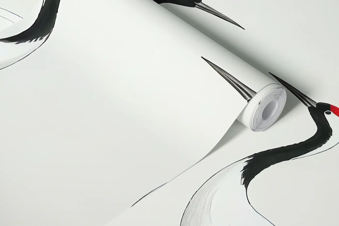 Zen Cranes and Bamboo Mist wallpaper roll