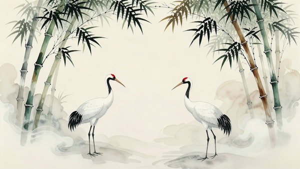 Japanese Ink Cranes