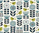 Scandinavian folk garden - teal green navy