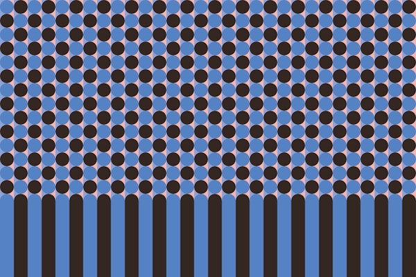 Geometric Dots on Striped Base – Blue & Black