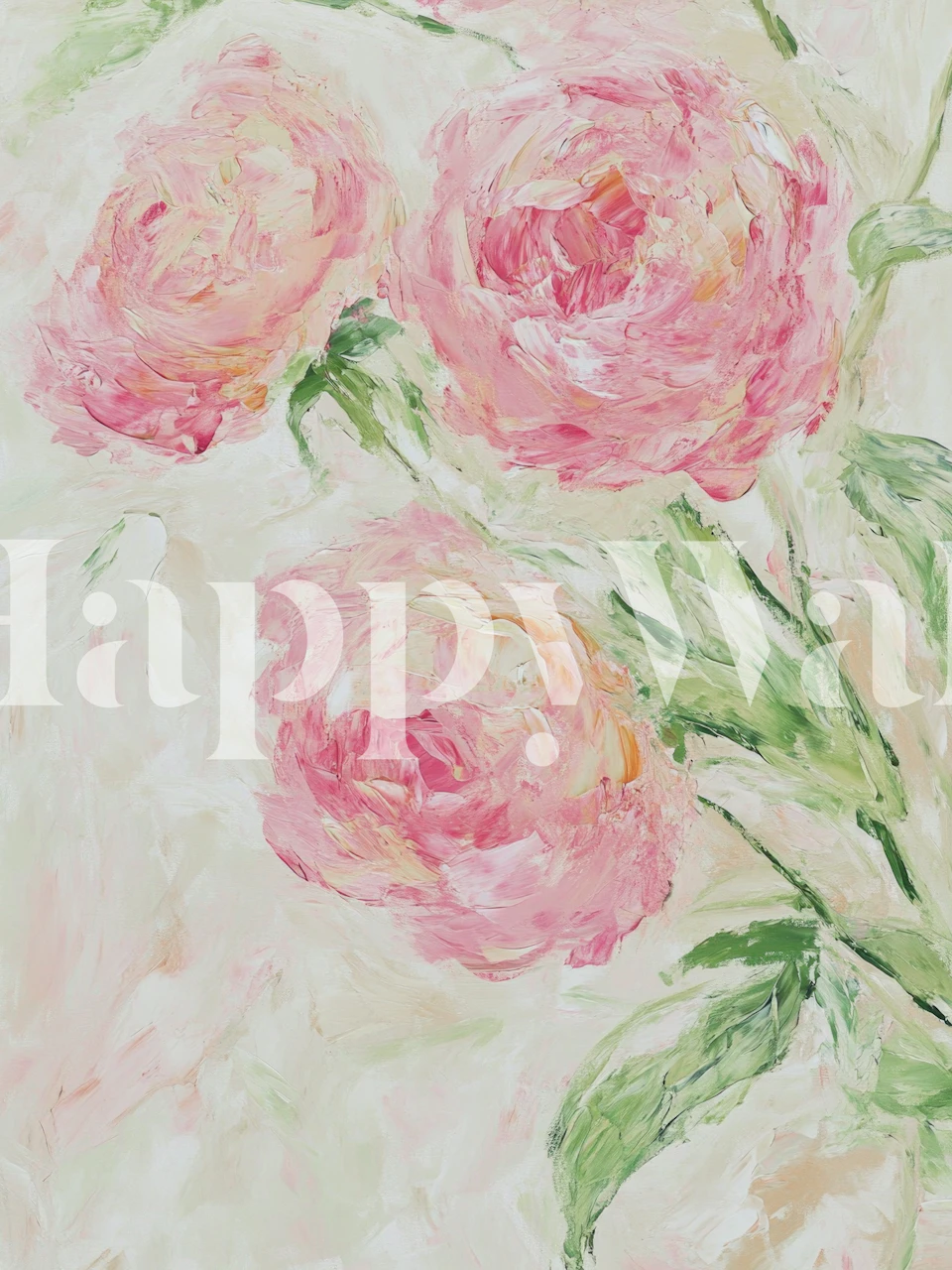 Soft pink peony wallpaper in a bright room