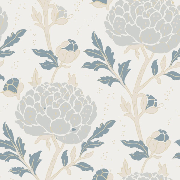 Coastal Soft Blue Peony Blooms