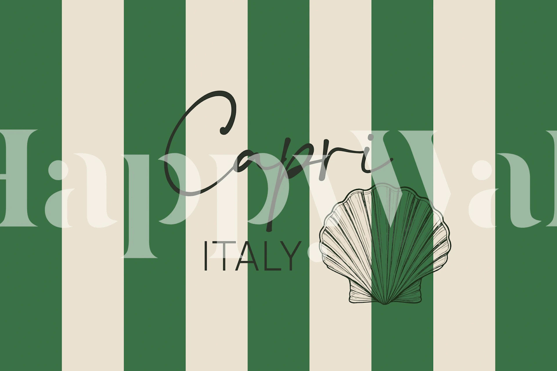Green striped Capri Italy wallpaper in a room