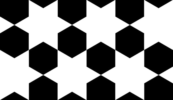 Scandi hex star Tessellation - black white -M