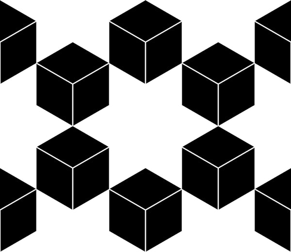Isometric Cube Grid - black and white - M