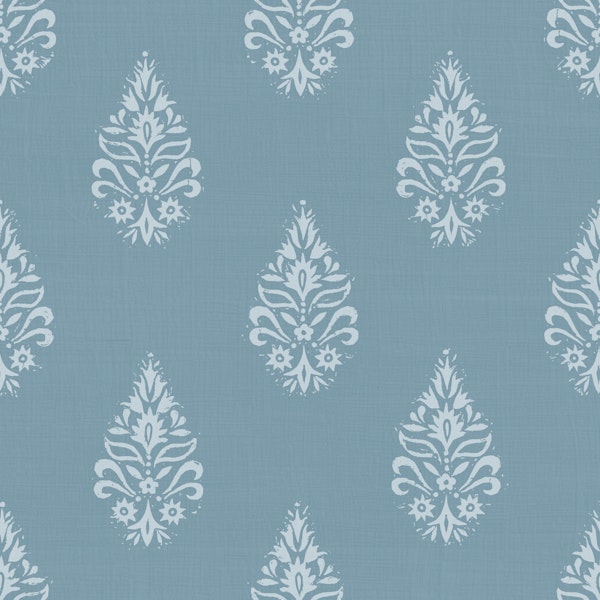 Paisley Block Print - Blue Grey