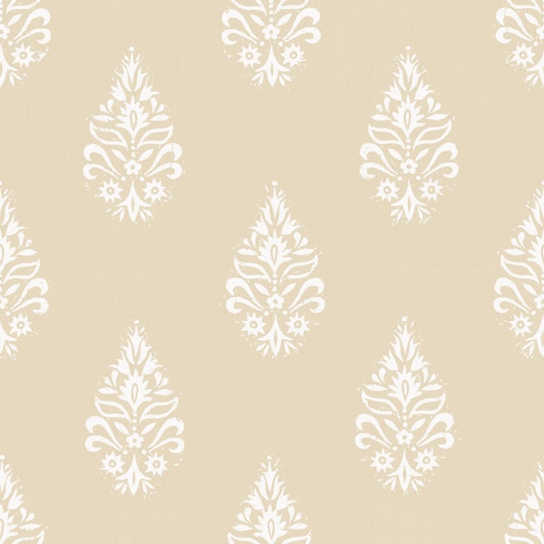Paisley Block Print Sand Beige