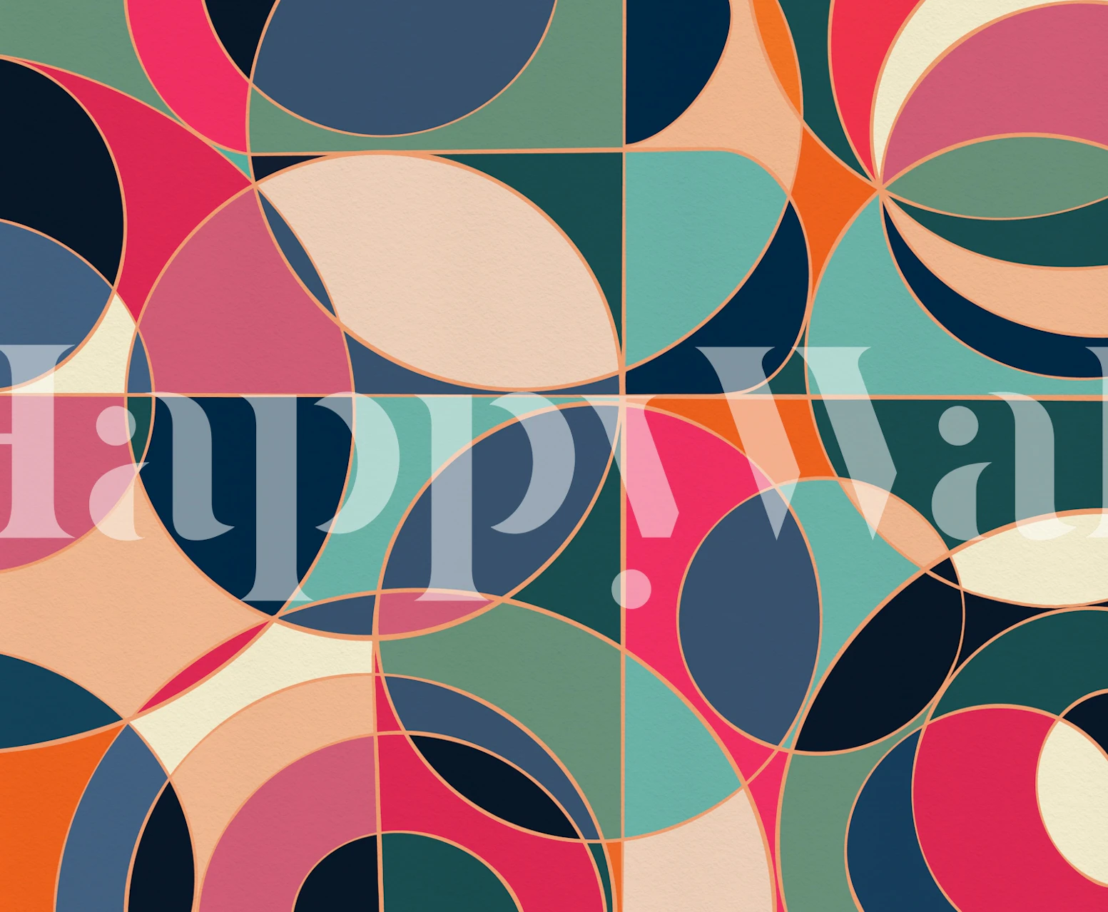 Geometric mosaic wallpaper in a modern room