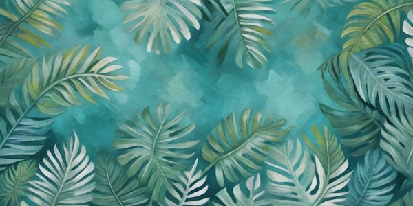 Tropical Monstera Leaves Teal
