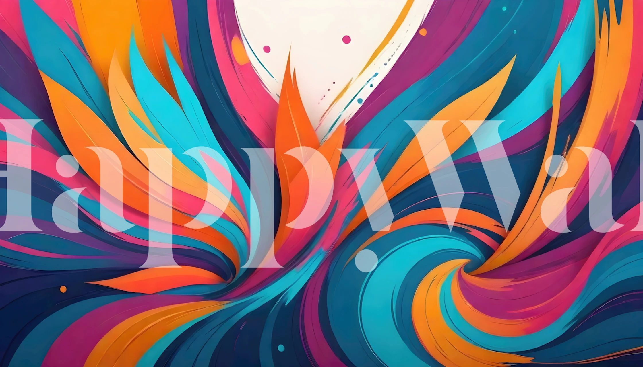 Abstract feather wallpaper in a colorful modern room