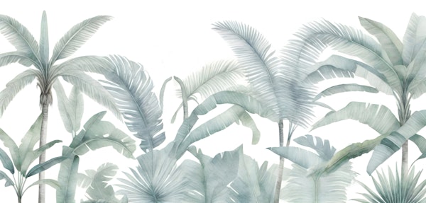 Misty Tropical Palm Leaves