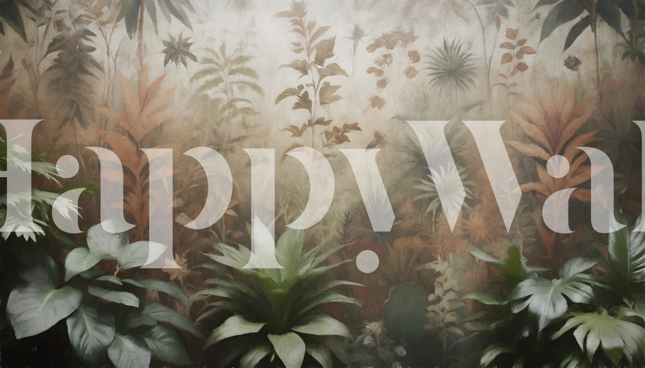 Vintage botanical jungle wallpaper in a room