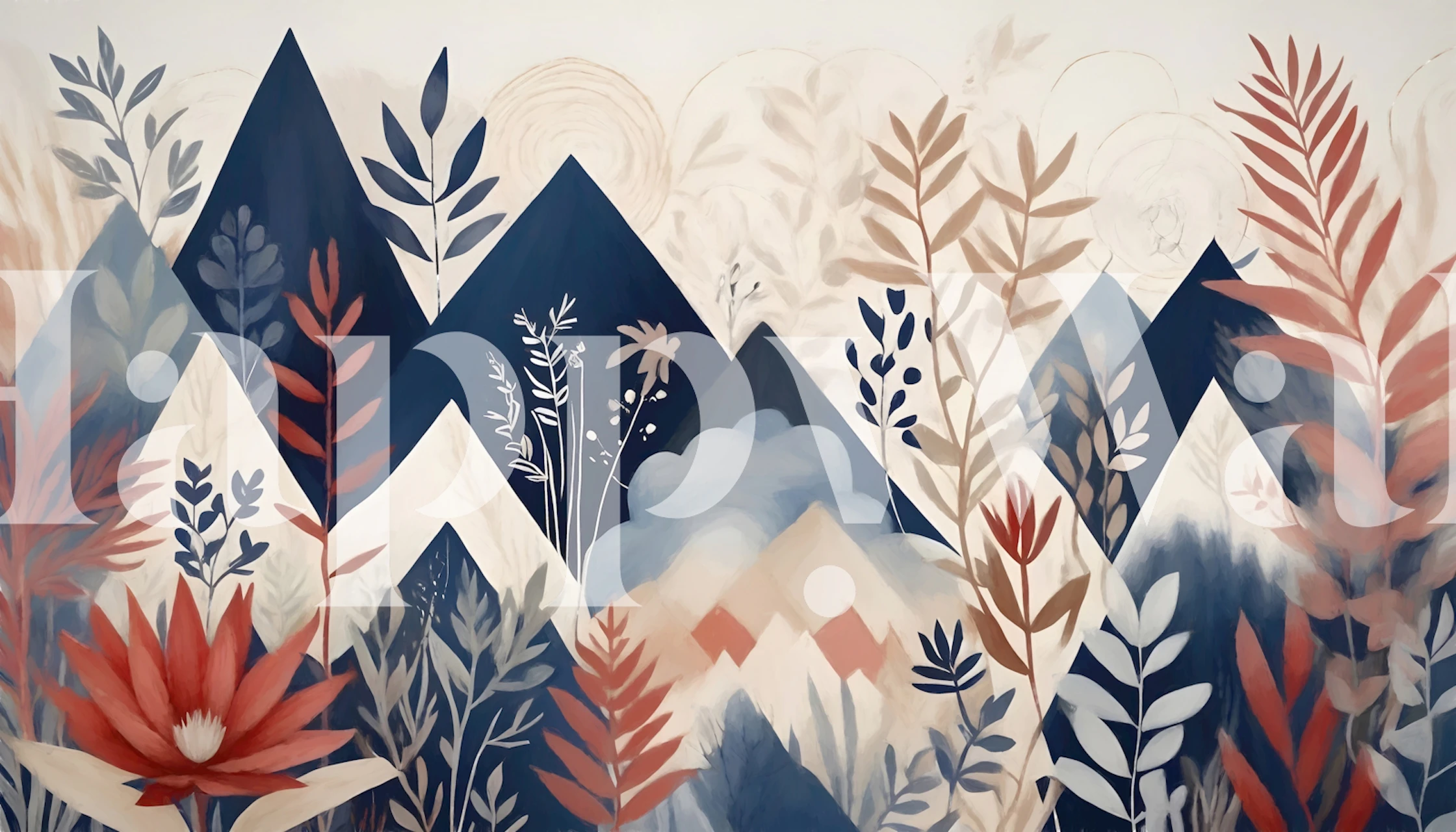 Mountain forest wallpaper in a modern room