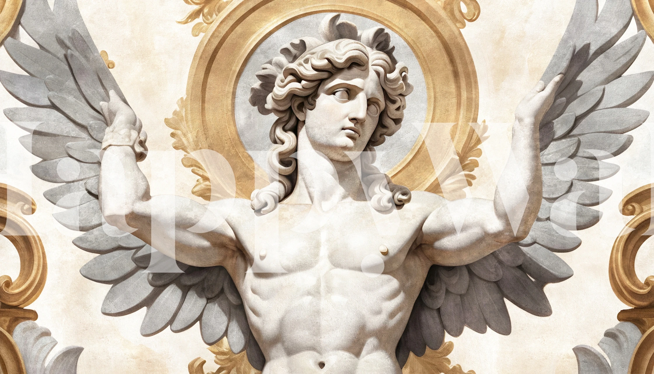 Renaissance angel statue wallpaper in a room