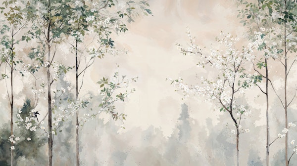 Misty Spring Blossom Forest