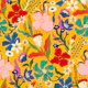 Bold Floral Garden on Mustard