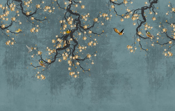 Cherry Blossom Teal Chinoiserie