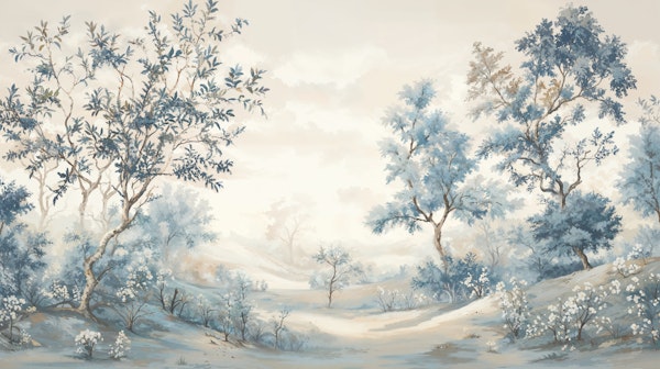 Misty Blue Forest Landscape