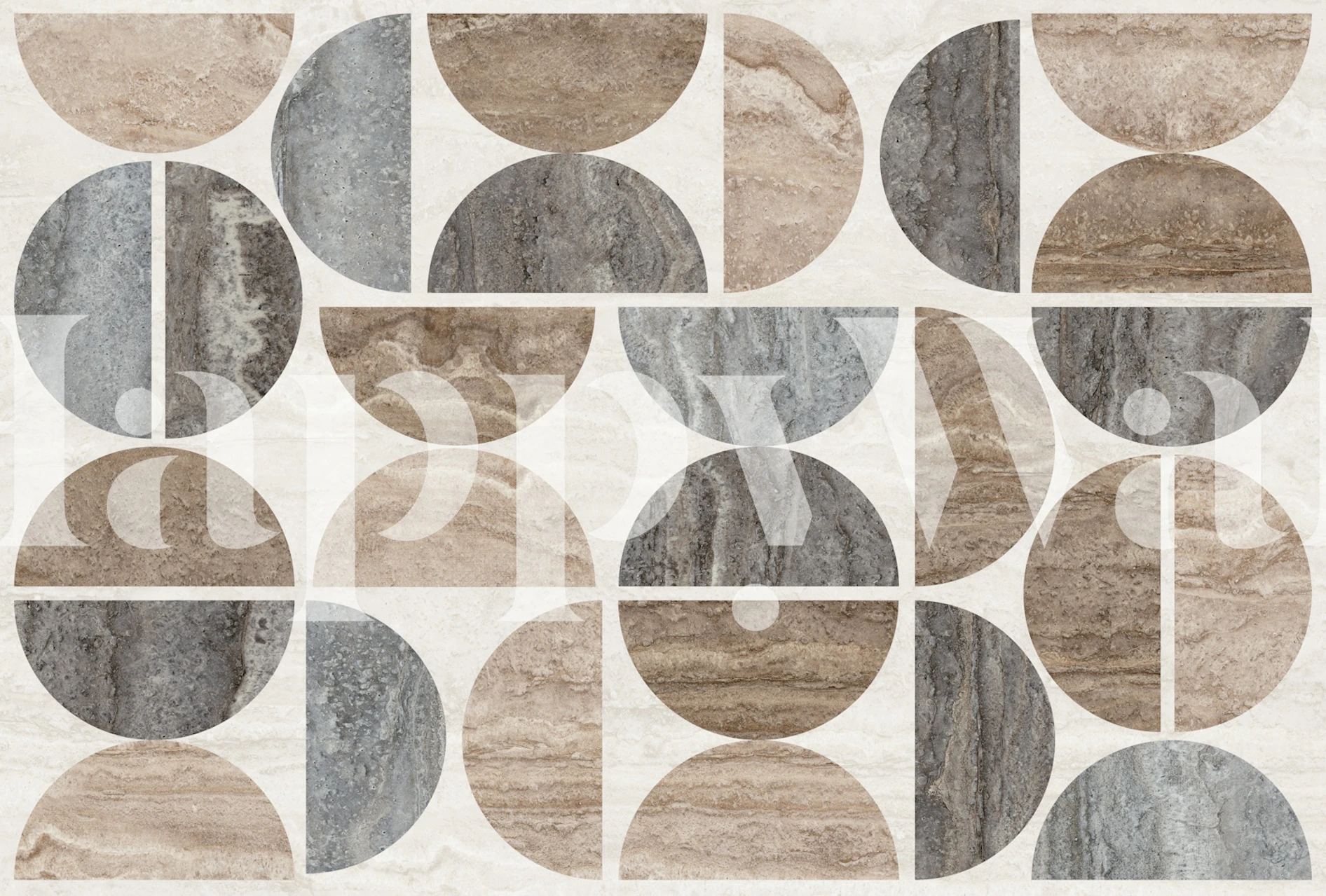 Modern Travertine Circle Pattern tapet