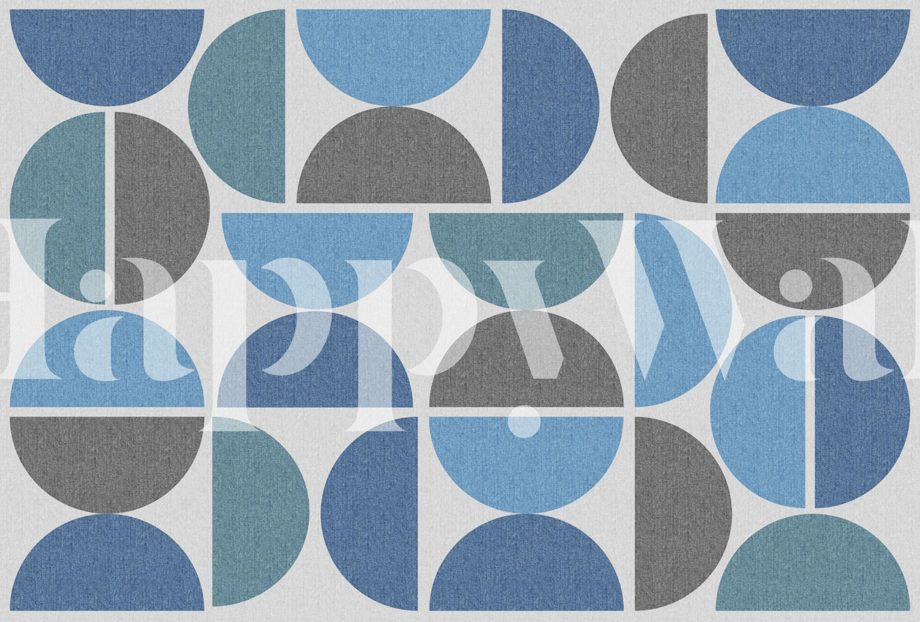 Modern Blue Linen Geometric Circle tapeet