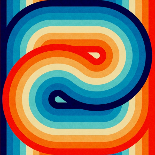 70s Double Wave Textured Rainbow