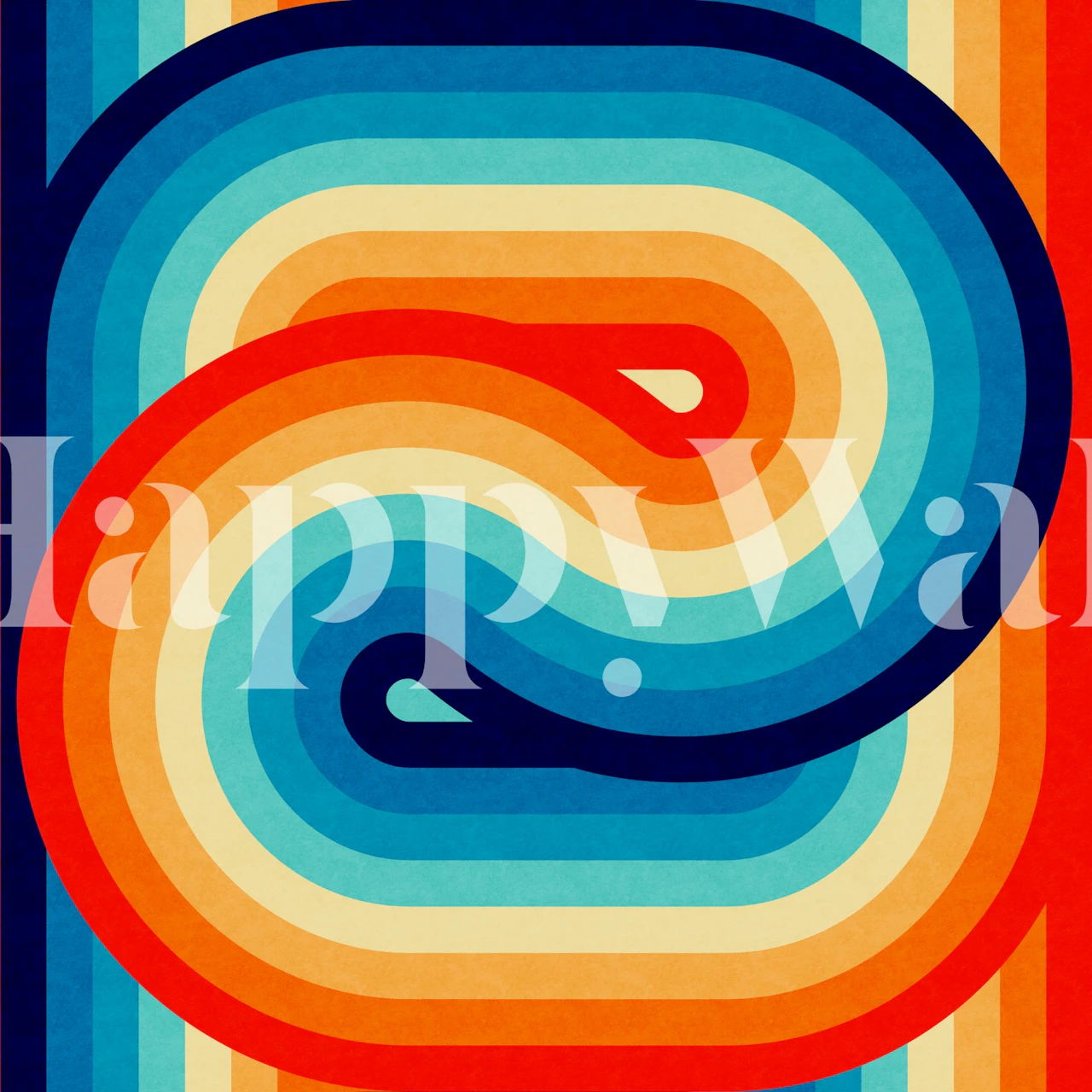 70s Double Wave Textured Rainbow tapete