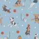 Basketball Dogs on Sky Blue