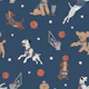 Basketball Dogs Night Sky
