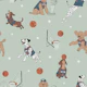 Basketball Dogs on Mint Green
