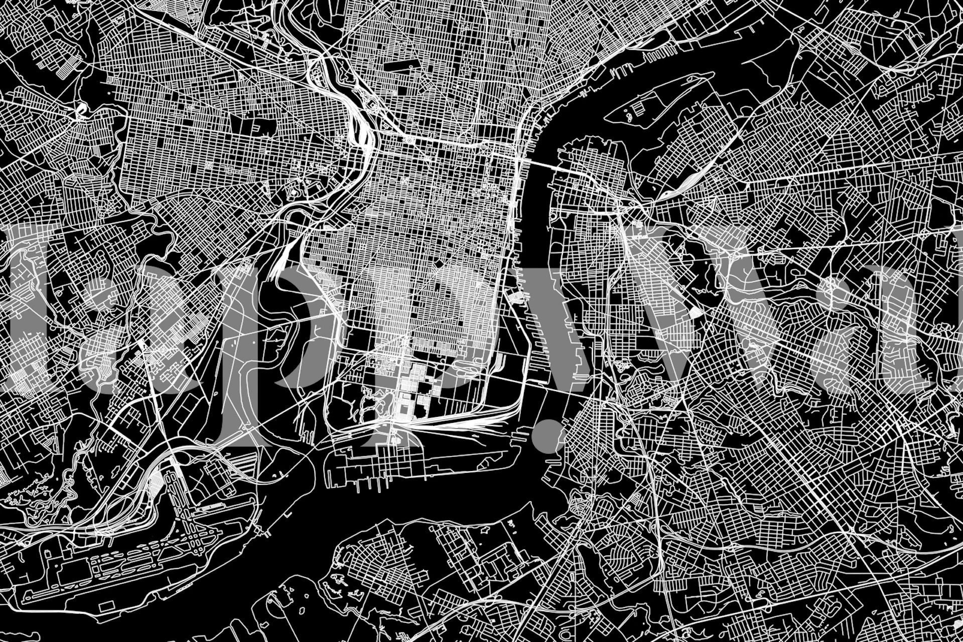 Philadelphia svart kart tapet i moderne rom