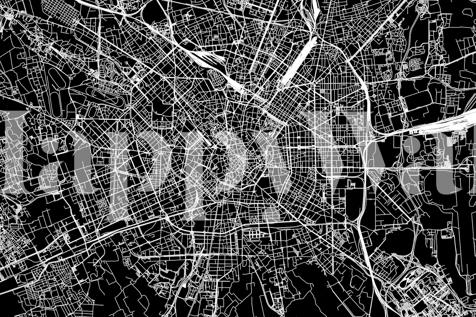 Milan black map wallpaper in a modern room