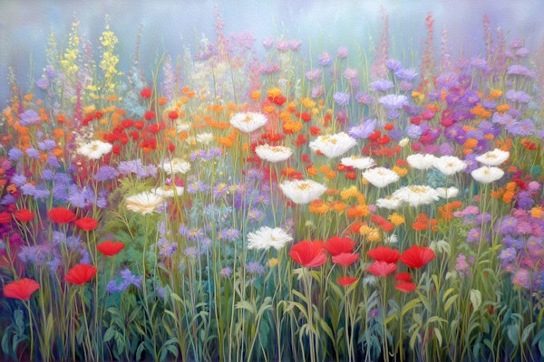 Wildflower Harmony in Mist Painterly