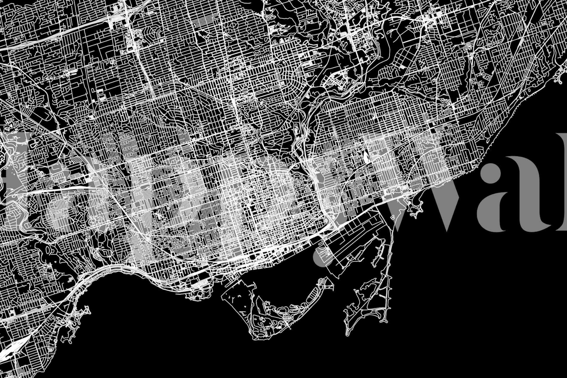 Toronto black map wallpaper in modern room