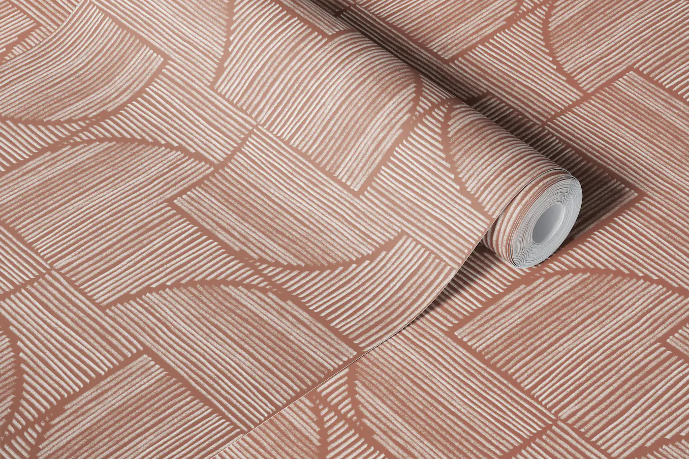 Textured Linework Mosaic - Clay Ground wallpaper roll