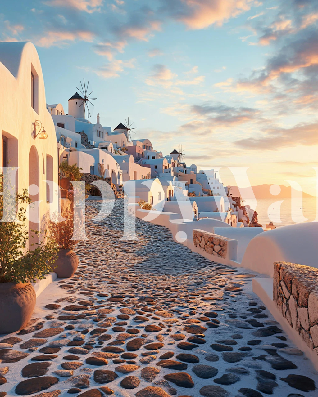 Santorini Sunset Village Path tapete