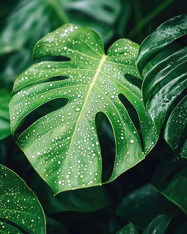 Tropical Monstera Rain Leaves