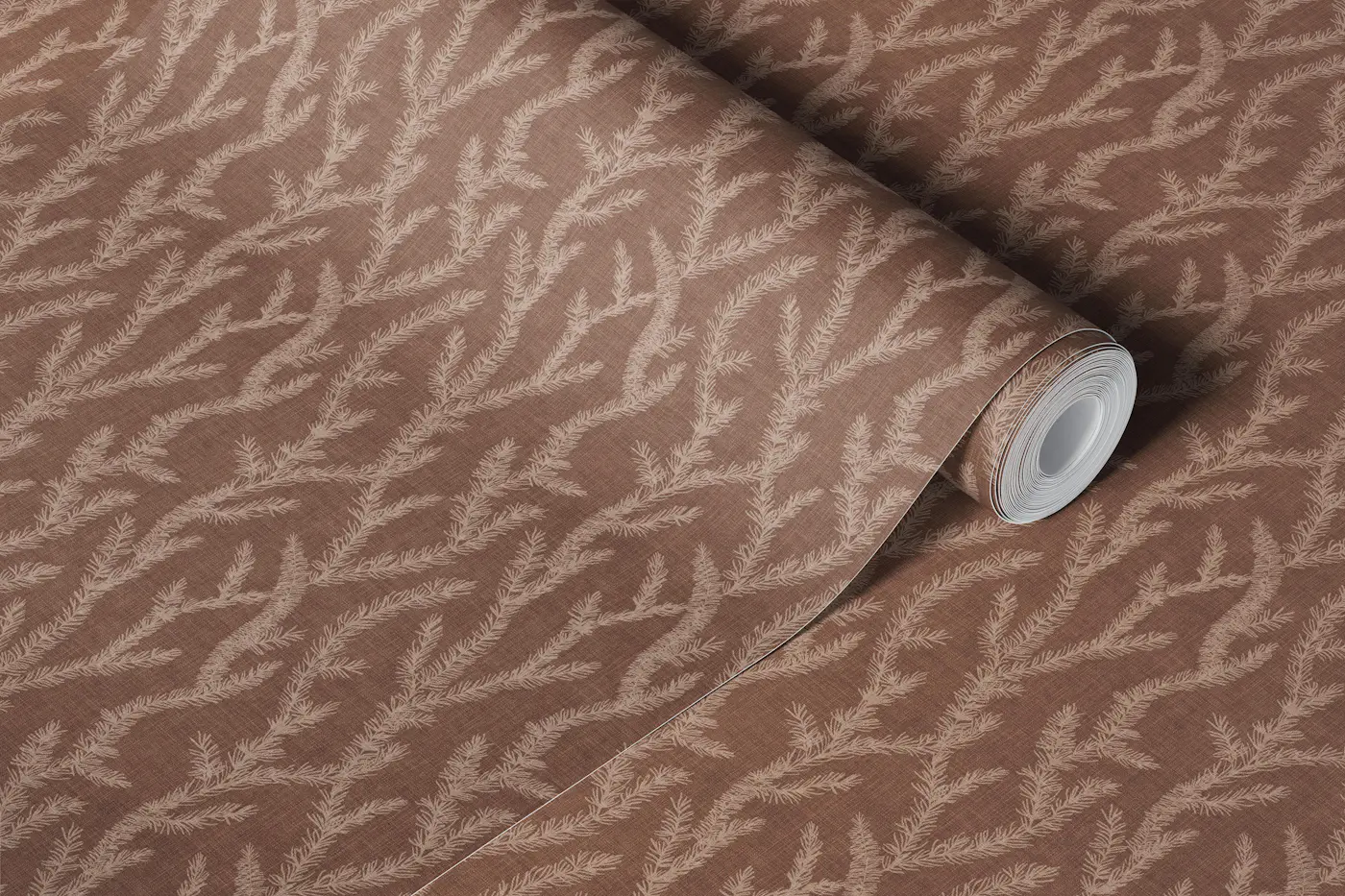 Rosemary Sprigs warm brown wallpaper roll