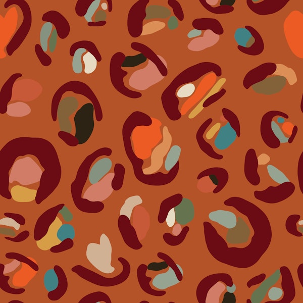Leopard Print in Fall Colours on Terracotta