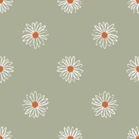 Boho Daisy Sketch Moody Green tapet