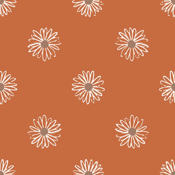 Boho Daisy Sketch Rust