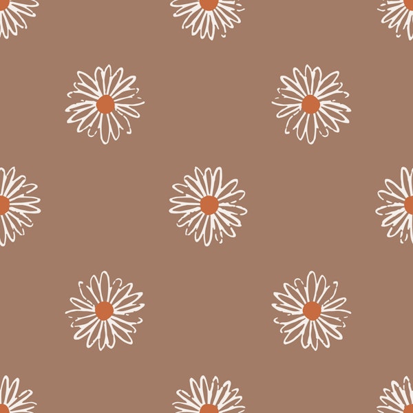 Boho Daisy Sketch Brown